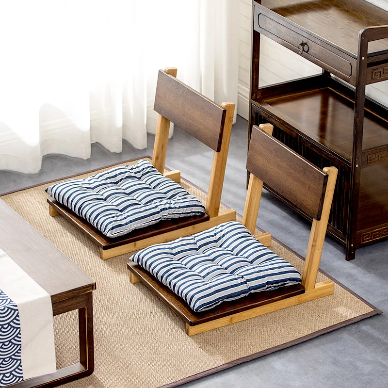 Japanese Washitsu bamboo chair tatami room desk back rest chair  for Kang table