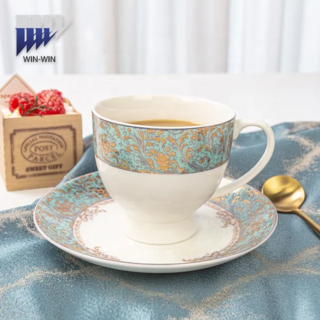 Customized high quality classic shape new bone chine tea set ceramic tea set royal shape hot sale middle east market