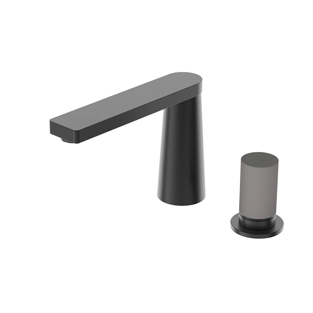Good Quality Brass Deck mounted  Matte Black 2 holes Basin Faucets Mixers For toilet Bathroom