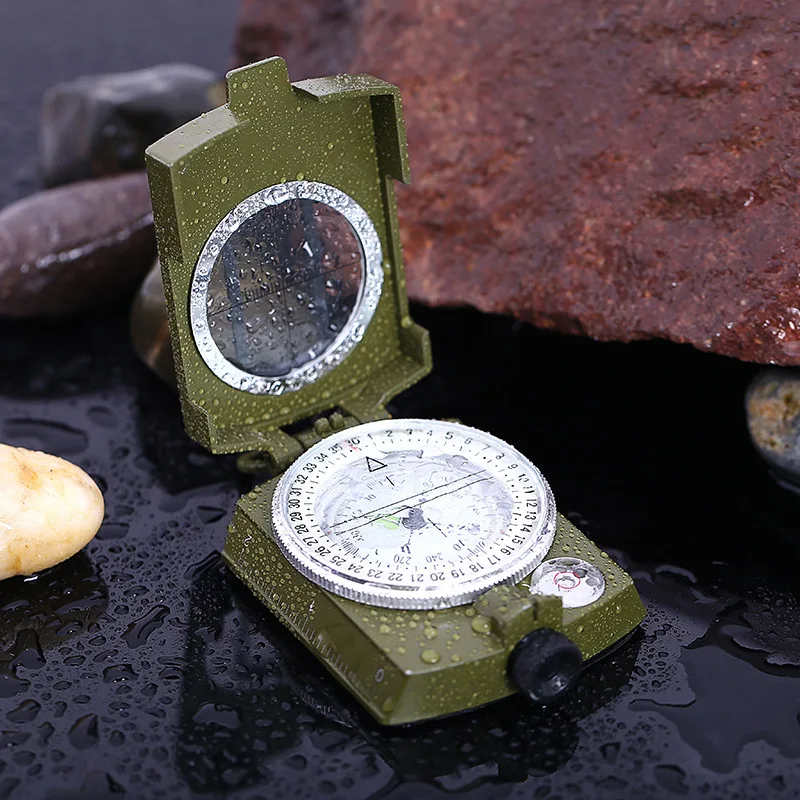 American Luminous Dial Compass for Camping Handheld Water-Proof Metal Plastic Case for Climbing Survival Travel Hike Guide