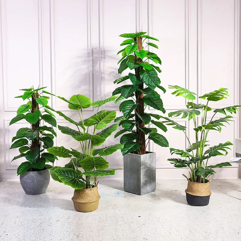 Direct Sale Artificial Plant Fake Green Monstera Turtle Leaf Trees Plastic Artificial Monstera Plant Modern Tree