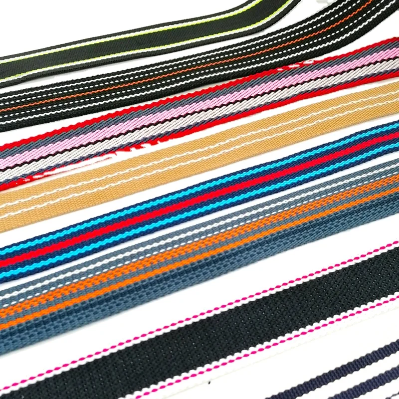 Wide Rainbow Cotton Polyester Webbing Twill Striped Ribbon Heavy Weight Bag Purse Totes Straps Belts Tape bag strap