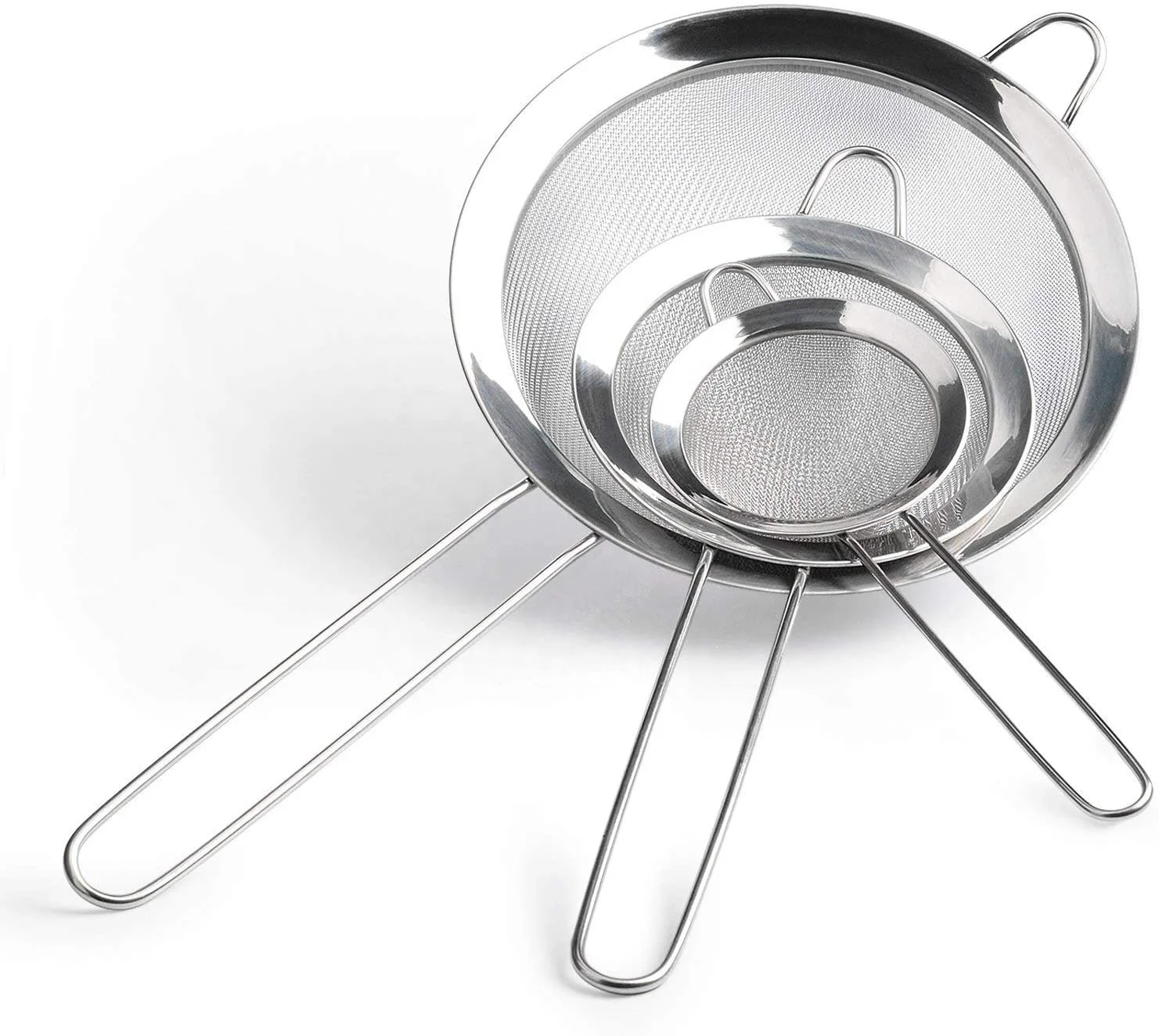 Stainless Steel Fine Wire Mesh Strainer And Colander Sieve Sifters with Long Handle for Kitchen Food