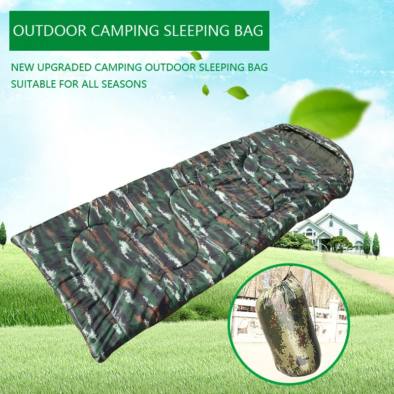 Four seasons can use camouflage sleeping bag outdoor mountaineering camping single envelope waterproof sleeping bag