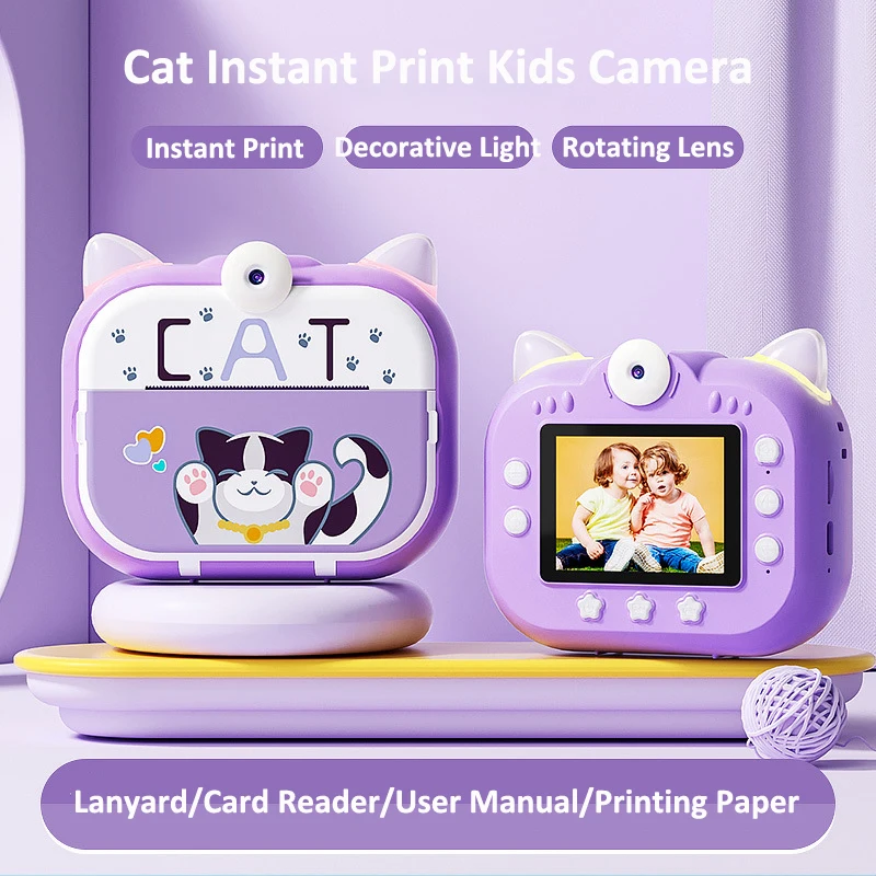 Own Brand X3D Kids Toy Instant Printing Camera Colorful Atmosphere Light Thermal Photo Paper Children Mini Digital Camera