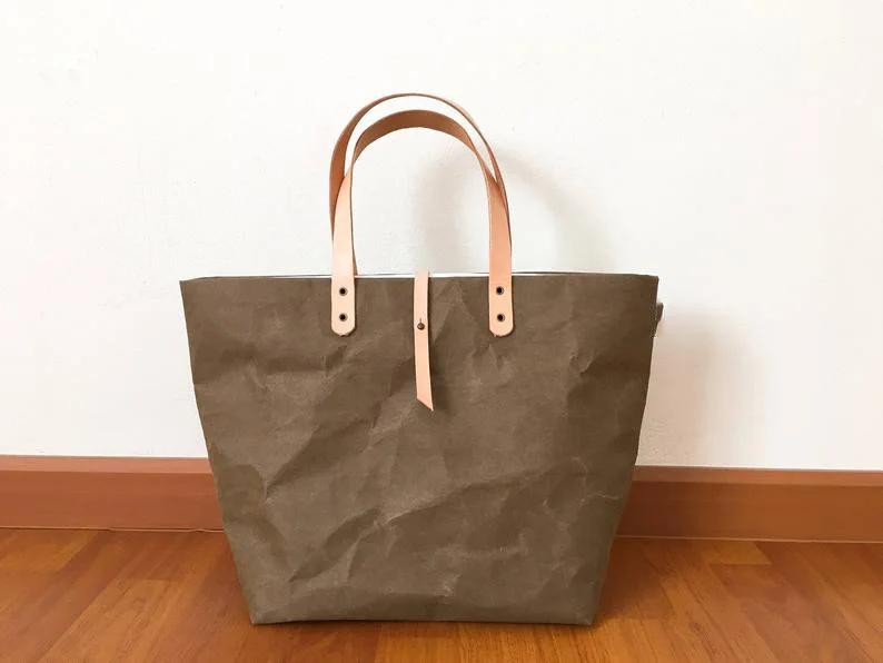 Eco Friendly Washable Kraft Paper Reusable Blank Tote Bag