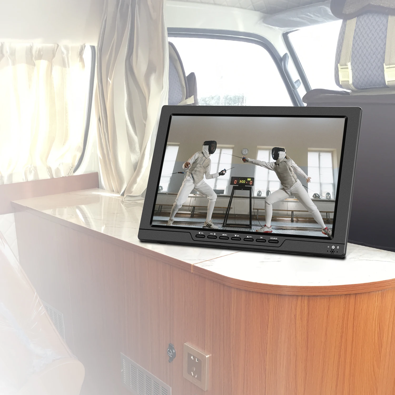 13.3 inches Fashion Tv Rechargeable Battery Digital ATSC DVB-T2 ISDB-T Portable Mini TV