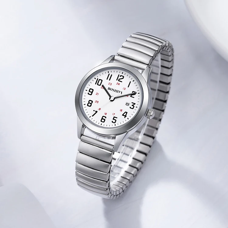 Elastic band stainless steel back 3 atm at least water resistant quartz watch