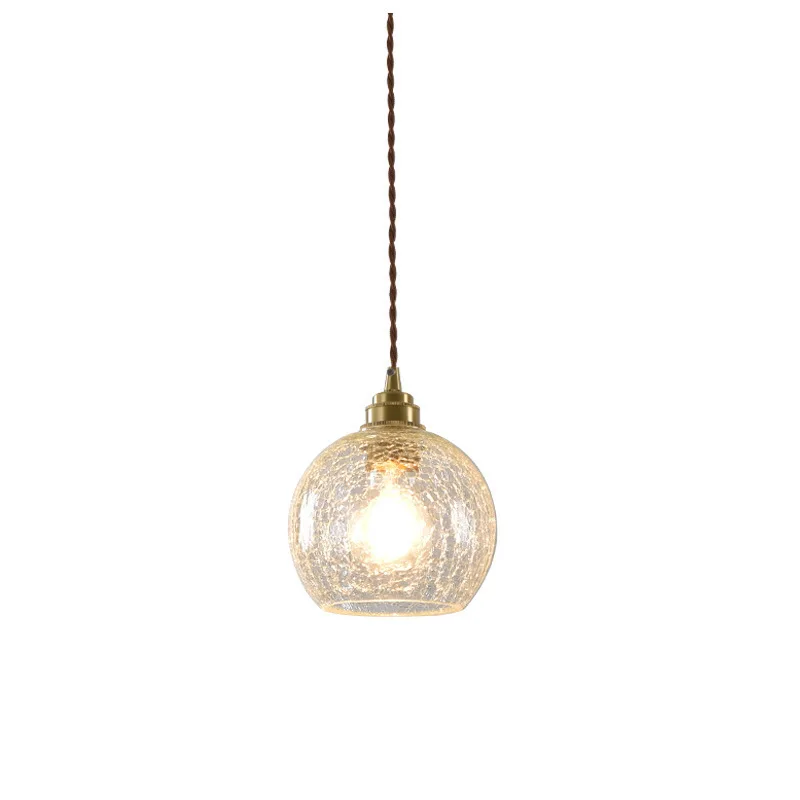 Semicircle round brass glass ball dining room light hanging pendant with Ice Crack