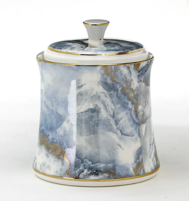 
Customized ceramic sugar creamer set decal with marble pattern for gift sets 