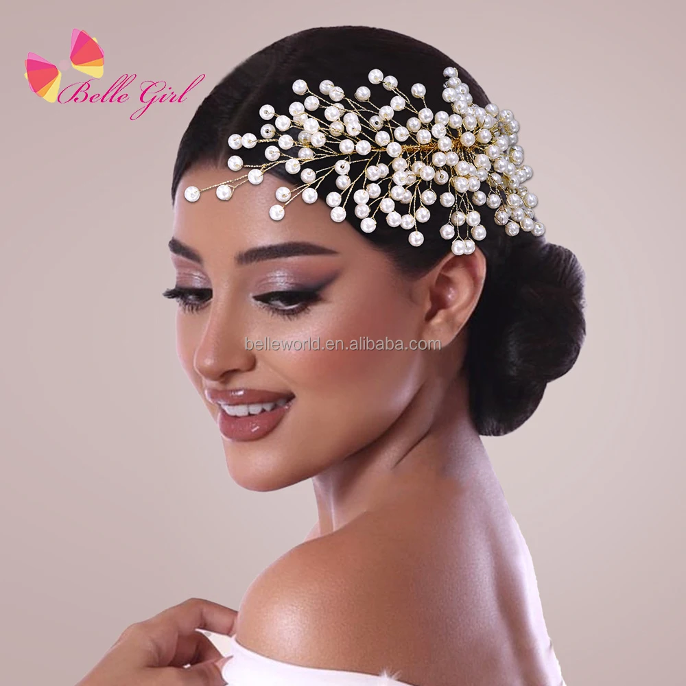 BELLEWORLD wedding hair accessories for bride luxury pearl jewelry hairband banquet retro hairpin headpieces bridal accessories