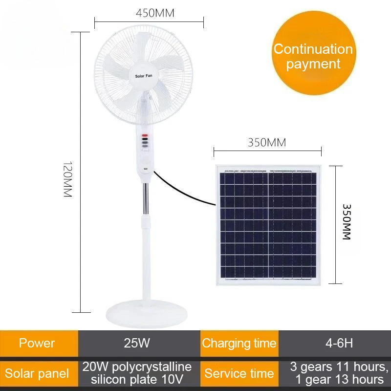 Hot Sale Solar Fan With Solar Panel Rechargeable 16 Inches 5 Blades Portable Solar Powered Rechargeable Stand Solar Fan