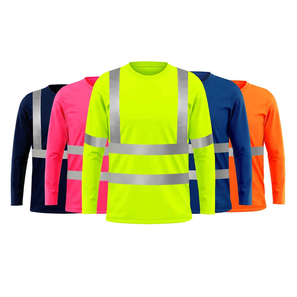 Hi vis Class 2 персонализированная одежда безопасные светоотражающие рубашки с длинным рукавом на заказ любого цвета