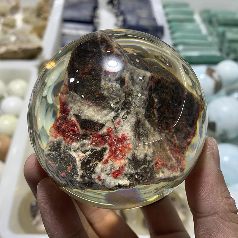 Wholesale natural Cinnabar mineral crystal sphere quartz ball for Decoration