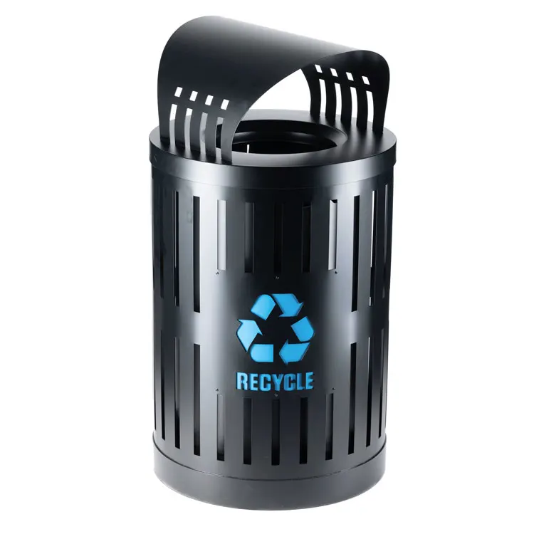 large outdoor nice steel trash cans waste containers public commercial garbage recycle bin outside park street iron dustbin