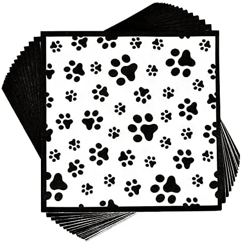 Dog Paw Prints Party Supplies for Dalmatian Dogs Animal Puppy Paws Print Birthday Party Disposable Dinnerware Decorations