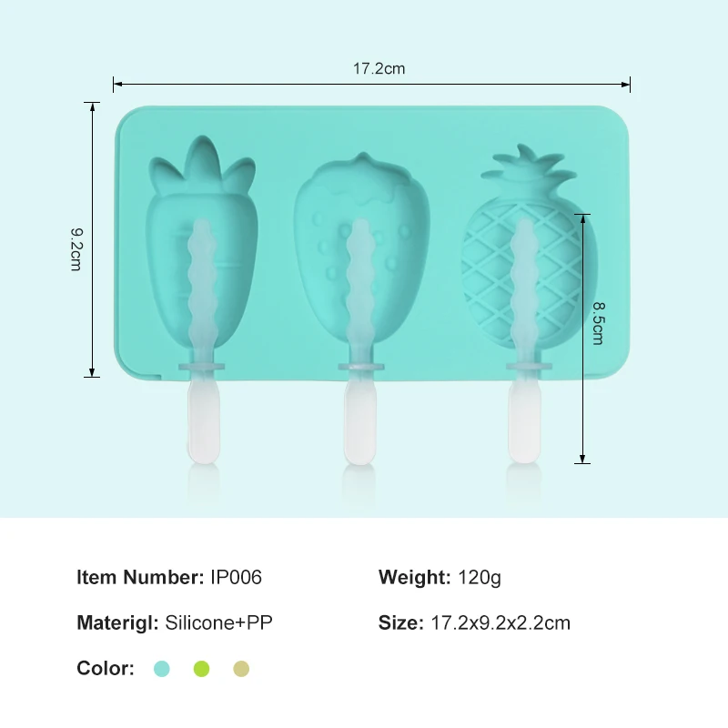 High quality customized silicone popsicle mold fruit shapes ice cream mold for children