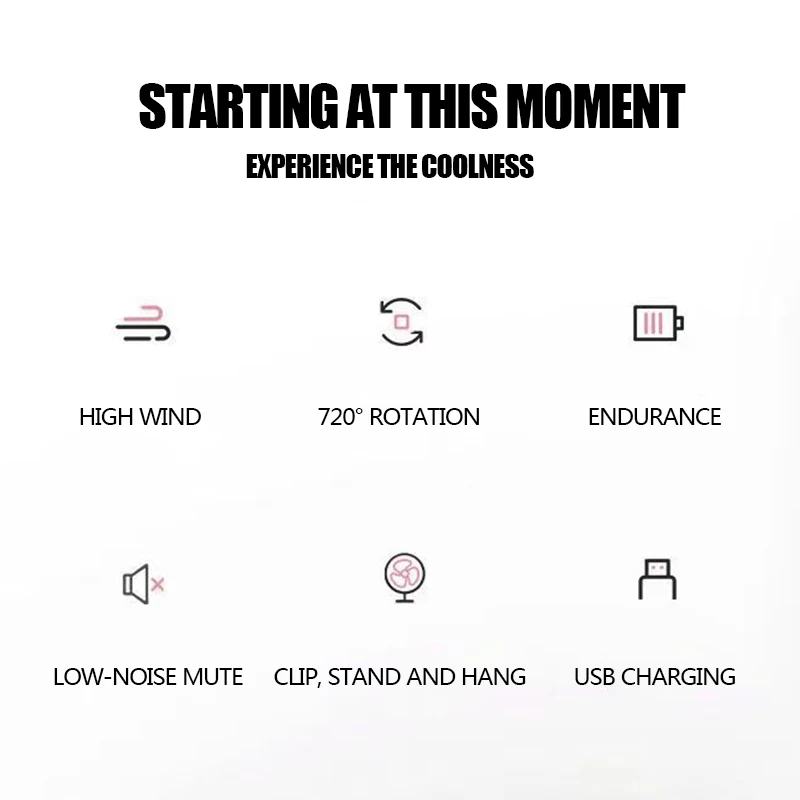 2024 Best Selling Cool Breeze Cooling Fan USB Rechargeable 360Rotating Fan With Battery Home Summer Anti-slip Cushion Clip Fan