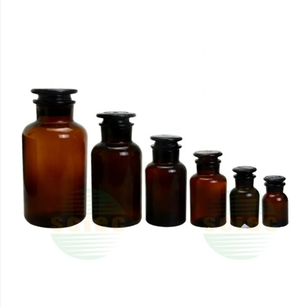 Hotsale Amber violet black wide mouth glass apothecary jar 30ml 60ml 125ml 250ml 500ml 1L lab accessories glass bottle package
