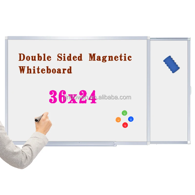 KBW Aluminum Memo White Board Double side 90x60cm Dry Erase Board Wall-Mounted Large Magnetic Whiteboard for Office School Home