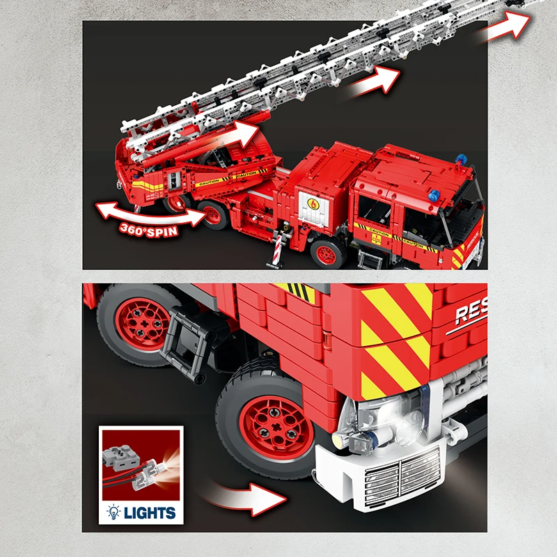 Reobrix 22005 Fire Truck City Series Car Vehicle Building Toys Kids Toy for