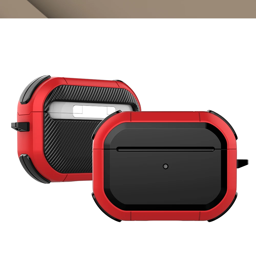 Full-Body Rugged Shock Absorbing Protective Carrying Case Skin with Carabiner for Airpod Pro Wireless Charging Case
