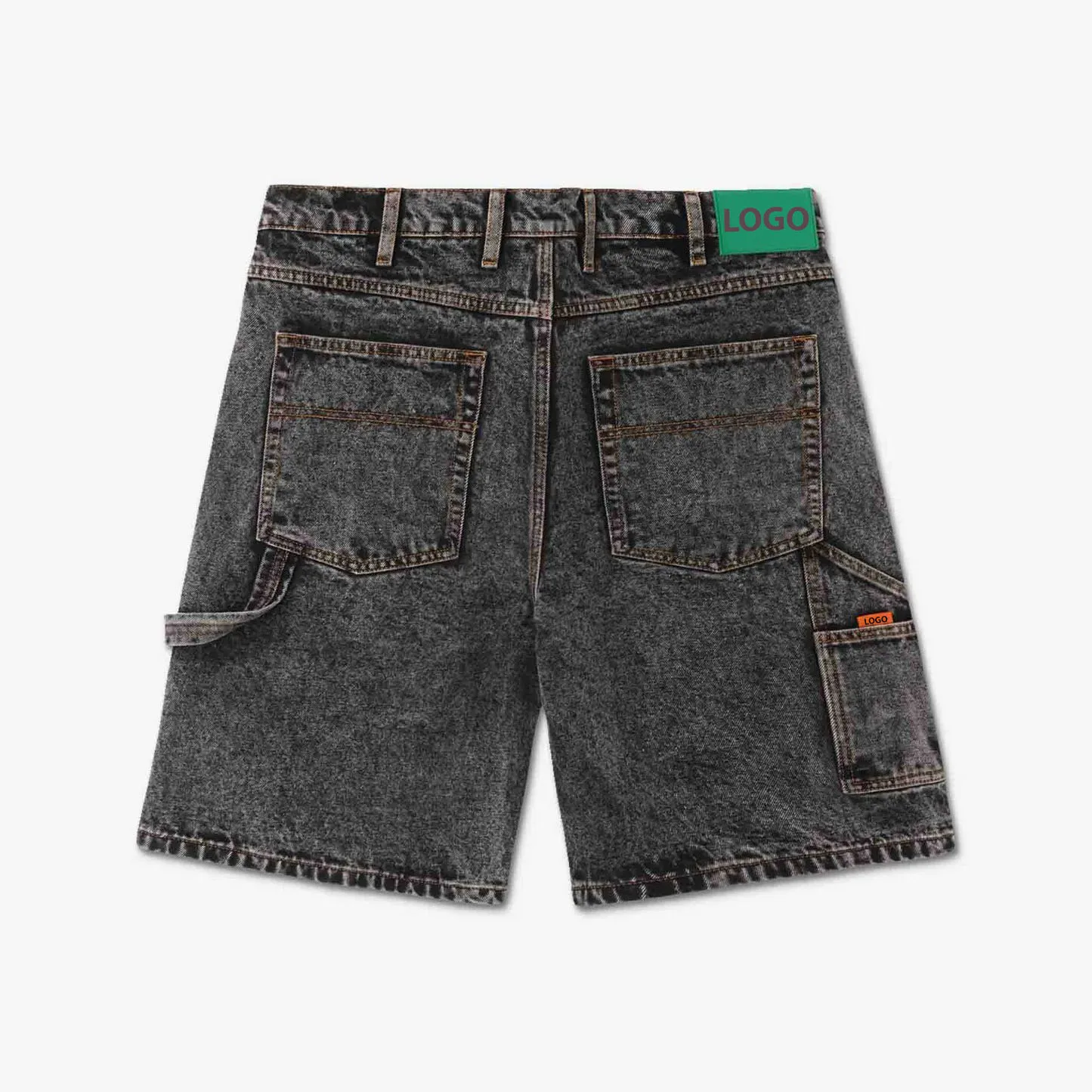 Wholesale Customized Embroidery Patch Men Zipper Fly Loose Fit 100% Cotton Denim Pants Baggy Jorts Skate Jeans Shorts