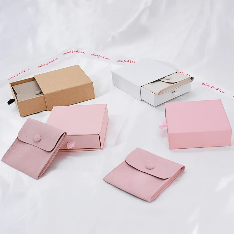 Hot Sale Custom Printed Gold Logo Mini Envelope Jewelry Bag Snap Button Closure Luxury Suede Necklace Pouch With Flap