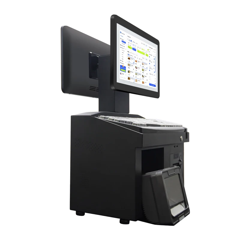 14inch POS Cash Register 4GB+64GB All-in-One Machine with Built-in Printer and Embedded Office Keyboard for Supermarket