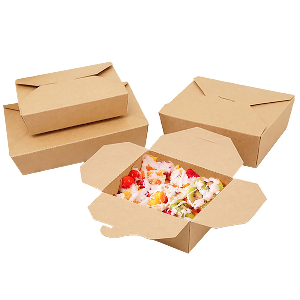 ZJPACK Disposable Recycle  Eco-friendly Biodegradable oil proof Takeaway paper lunch box