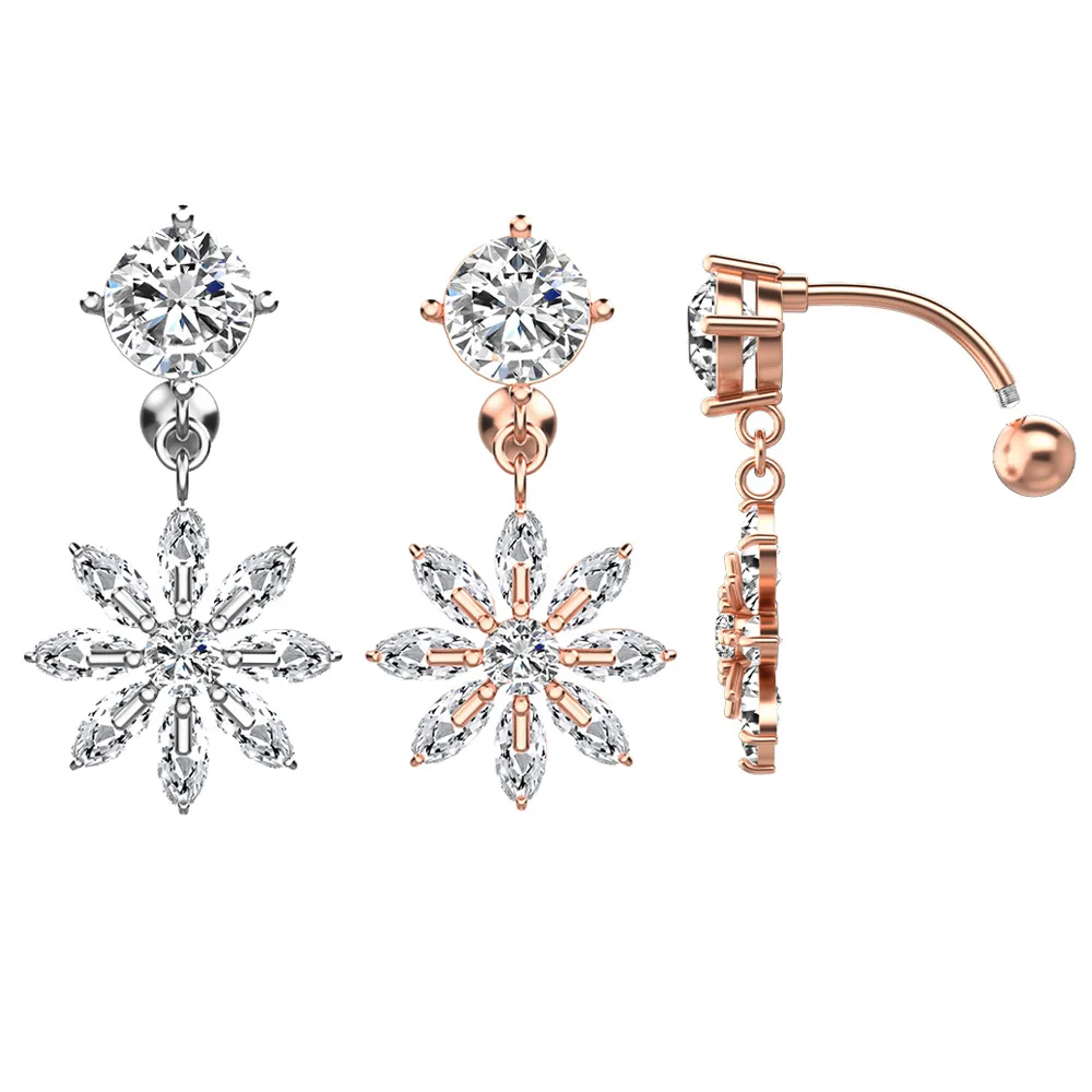 Medical Stainless Steel  Belly Navel Piercing Shambhala Czech Crystal Belly Navel Ring