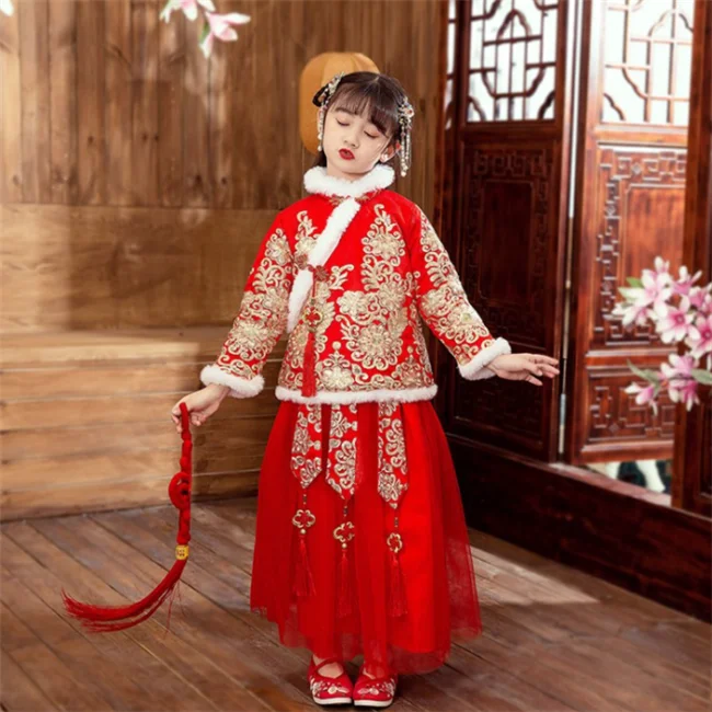 
SE2653 Fashion Chinese Clothing Kids Traditional Girls Hanfu Dress Children Tang Suit 