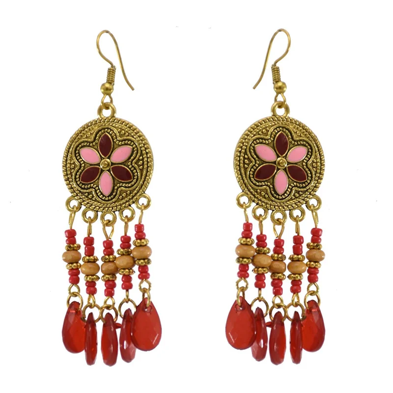 Бижутерия в богемном стиле серьги из бисера ретро