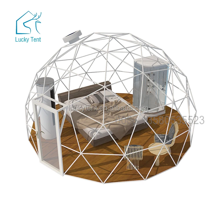 Forest Camping Equipment Hotel Event House Grey Color PVC Dome Tent With Glass Door