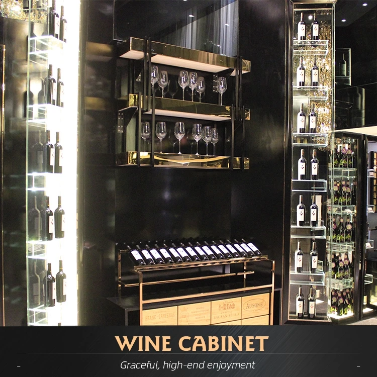 Industrial manufacturing stainless steel wine cabinet wine rack wall mounted under racks