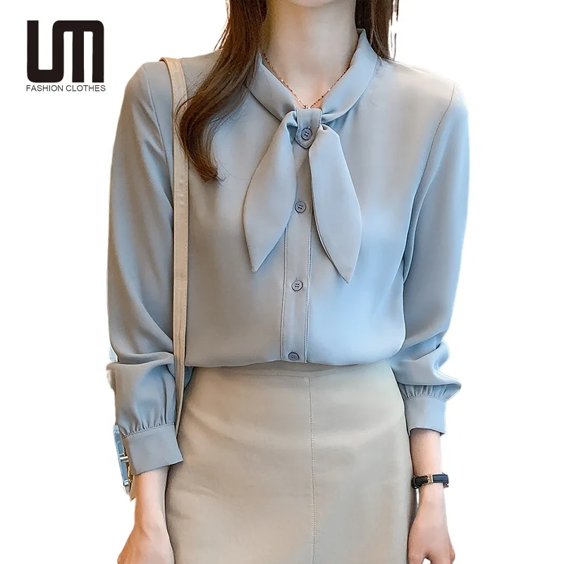 Liu Ming Korean Fashion 2024 Autumn Women Office Button Up Blouse White Lady Long Sleeves Casual Shirt