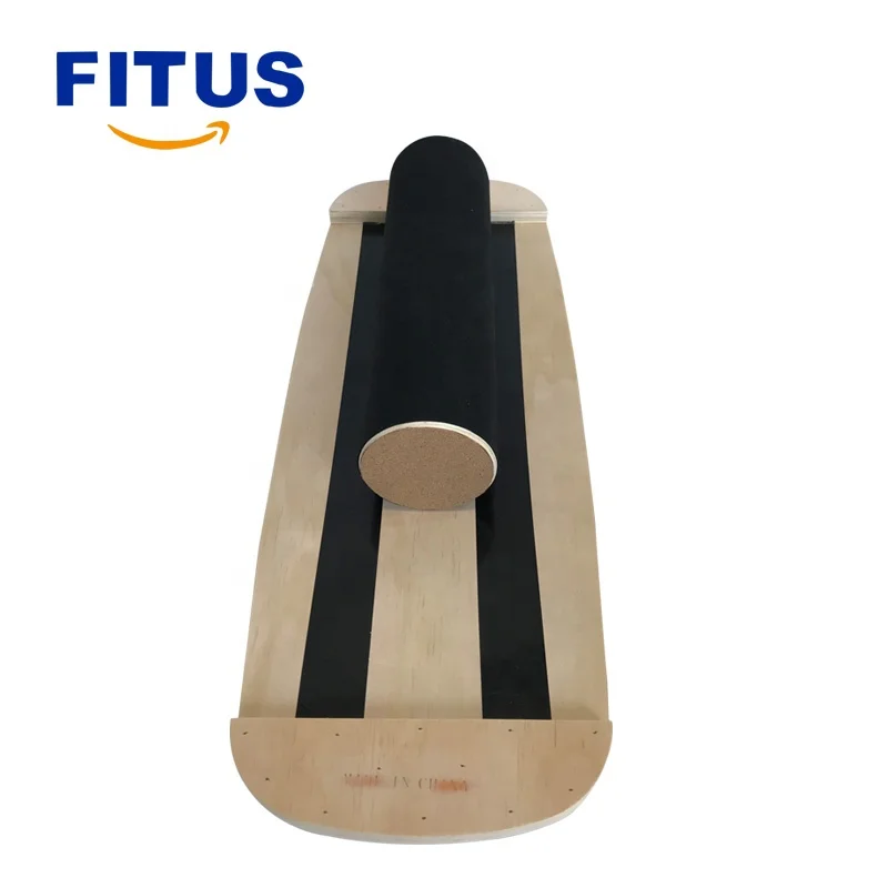 
FITUS New Design Wooden Balance Board With Cork Surface and Solid Cork Roller 