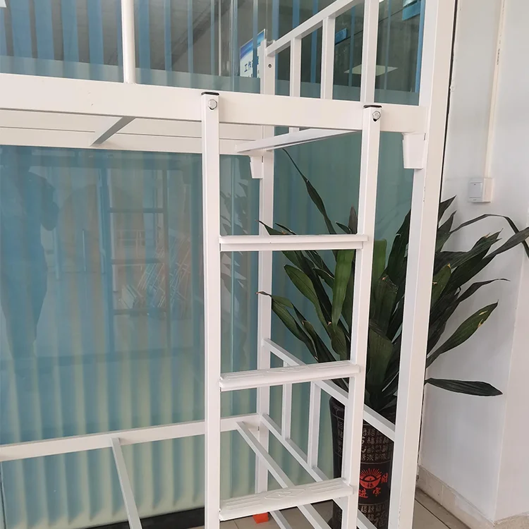 Dormitory Metal Bunk Bed School Dormitory Metal Bed Frame With Ladder Home Furniture Bedroom Adult Kids Metal Bed