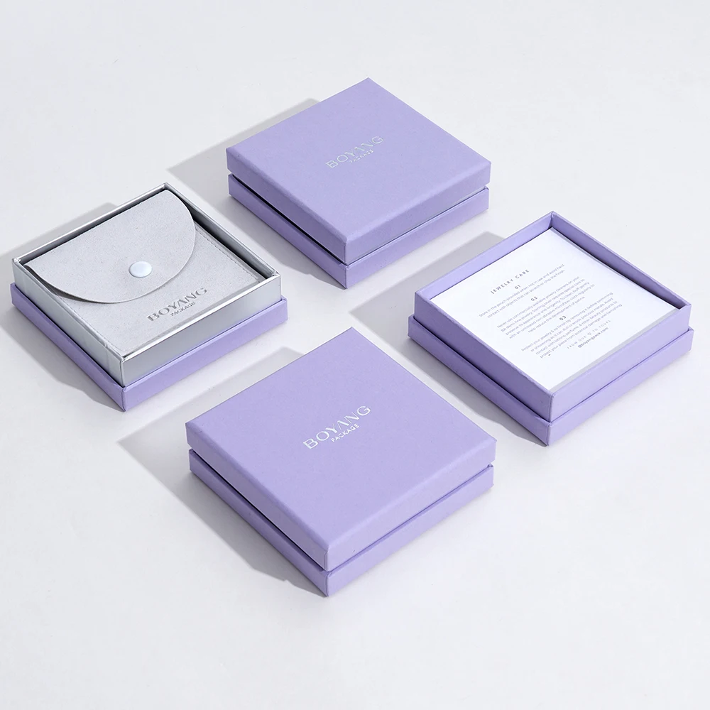 Customized Small Lid and Base Jewelry Paper Packaging Box with Paper Bag