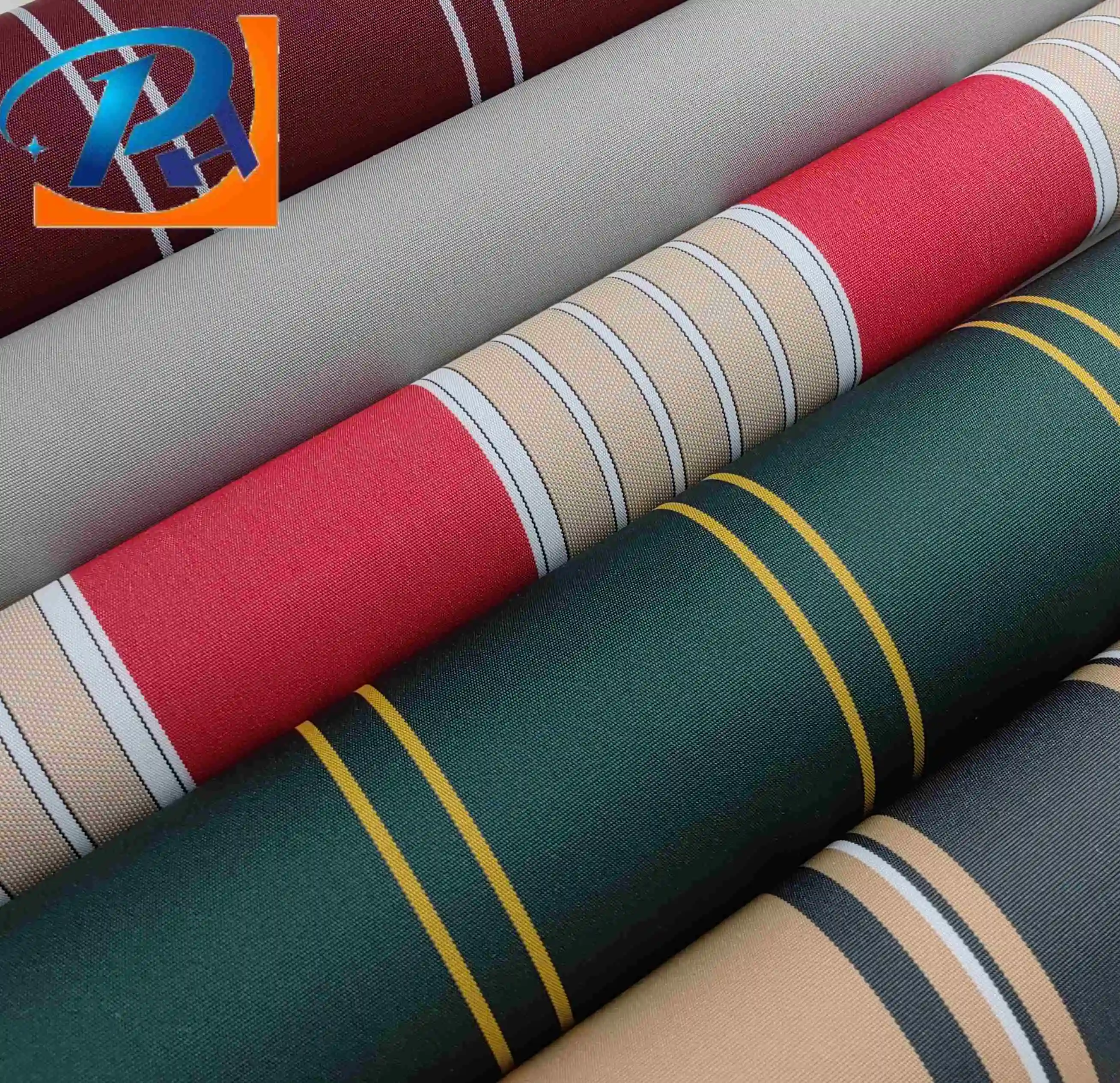 In stock stripe plain polyester fabric outdoor functional fabric for garden sandbeach awning
