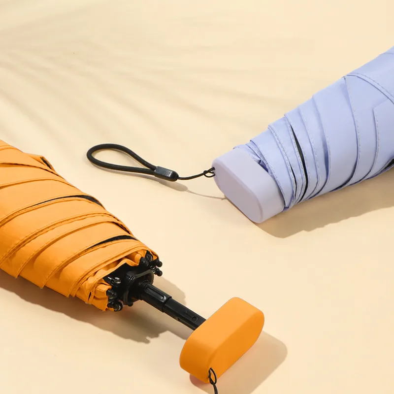 custom logo 6 Fold Mini Travel Small 5 Folding Pocket Umbrella