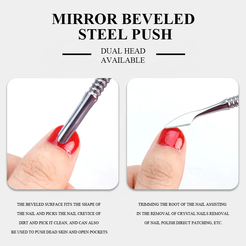 Double-ended Cuticle Pusher Stainless Steel Dead Skin Pusher Nail Fork Pedicure Manicure Nail Art Cleaner Care Tool