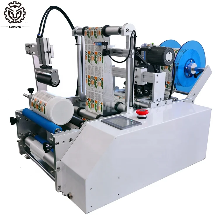 
Manual Fast Semi Automatic labeling self-adhesive barcode machine round bottle Jars Cans with date printing 