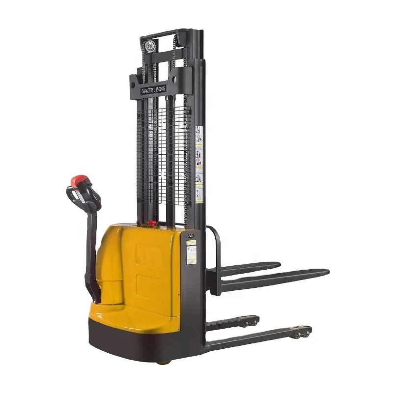CDDE High Quality Walking Full DC Motor Reach Stacker Forklift 1.5 ton Electric Pallet jack Stacker
