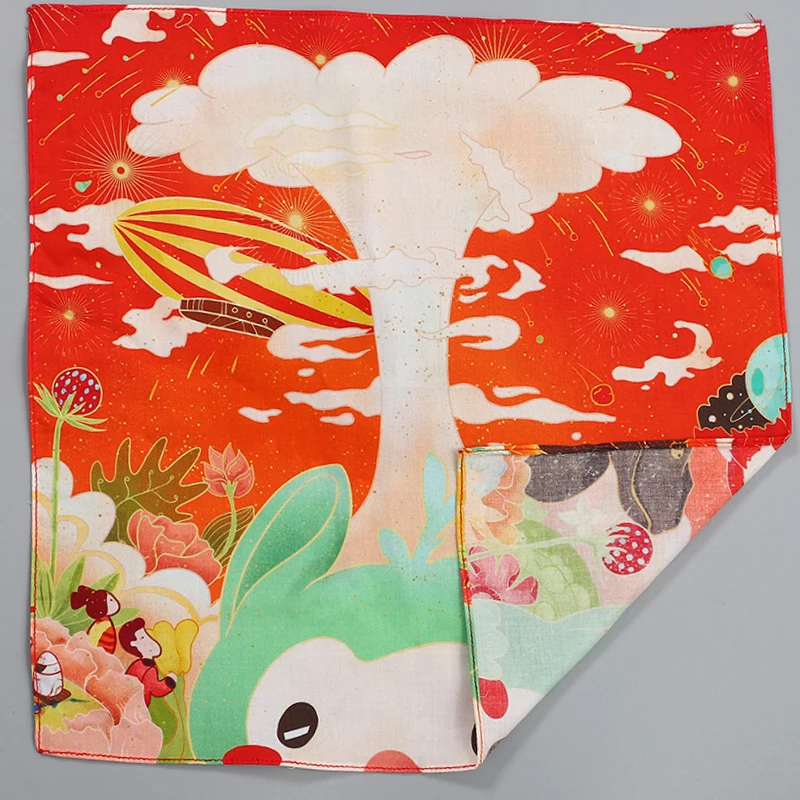 Customized 100% Cotton Digital Single Print Bandana with any pattern Environmental protection without fading