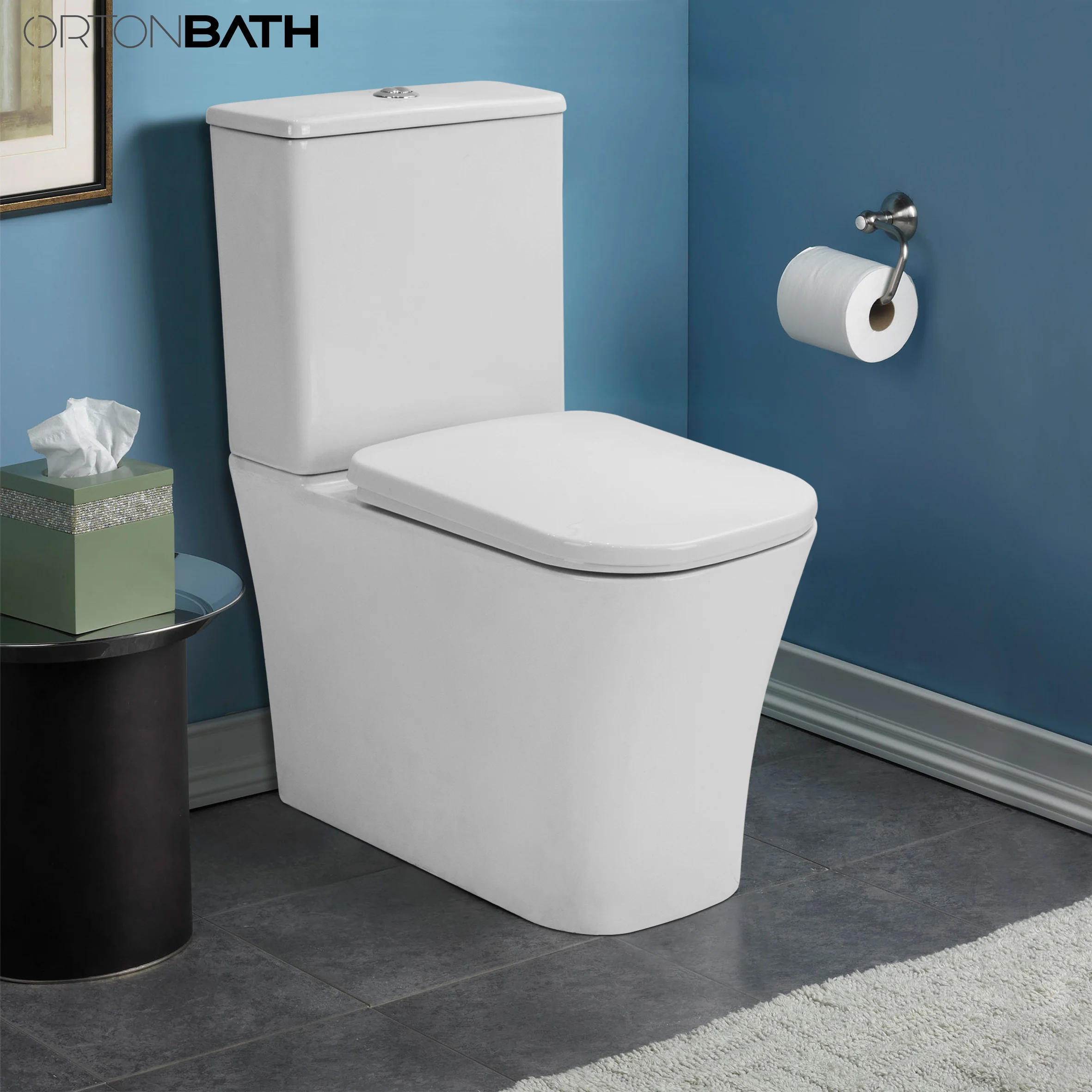 Квадратная чаша ORTONBATH полностью спина к стене Двухсекционный унитаз с мягким закрытием PP/UF чехла для сидений магазины