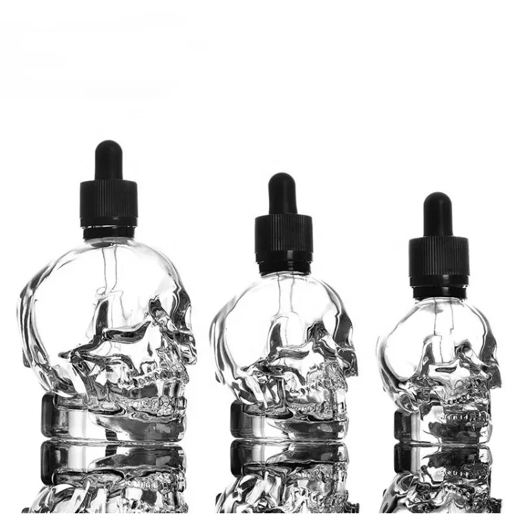 Wholesale 30ml Glass Bottle Packaging Factory Transparent Empty Skull Bar Glass Bottle for Skincare