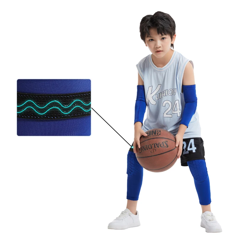 2187#Professional elastic fabric quick drying protective gear knee sleeve with honeycomb for Children