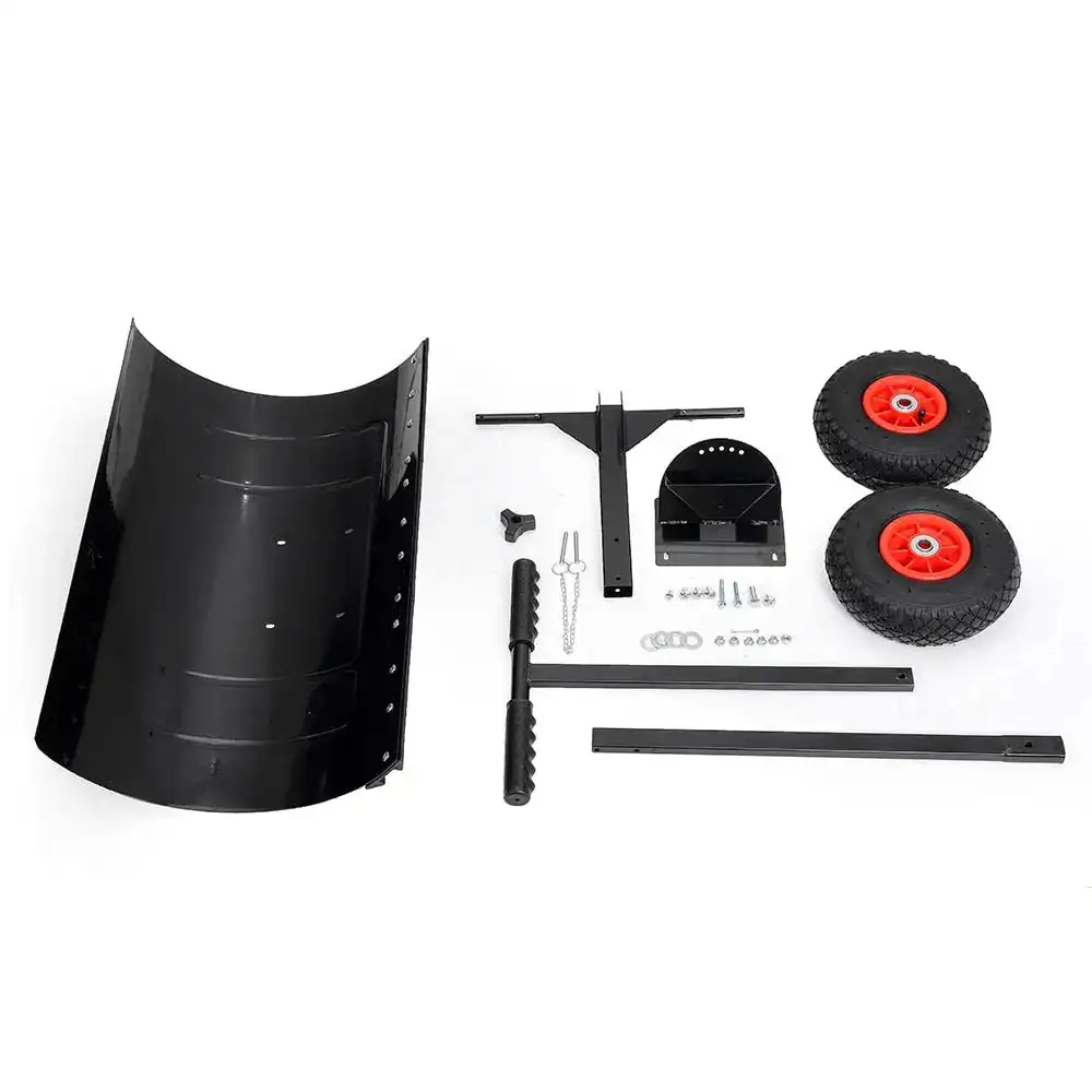 29 Inch Wheeled Shovel Adjustable Height Multi-Angle Pusher Garden Snow Plow Shovel With Wheels Outdoor Path Cleaner