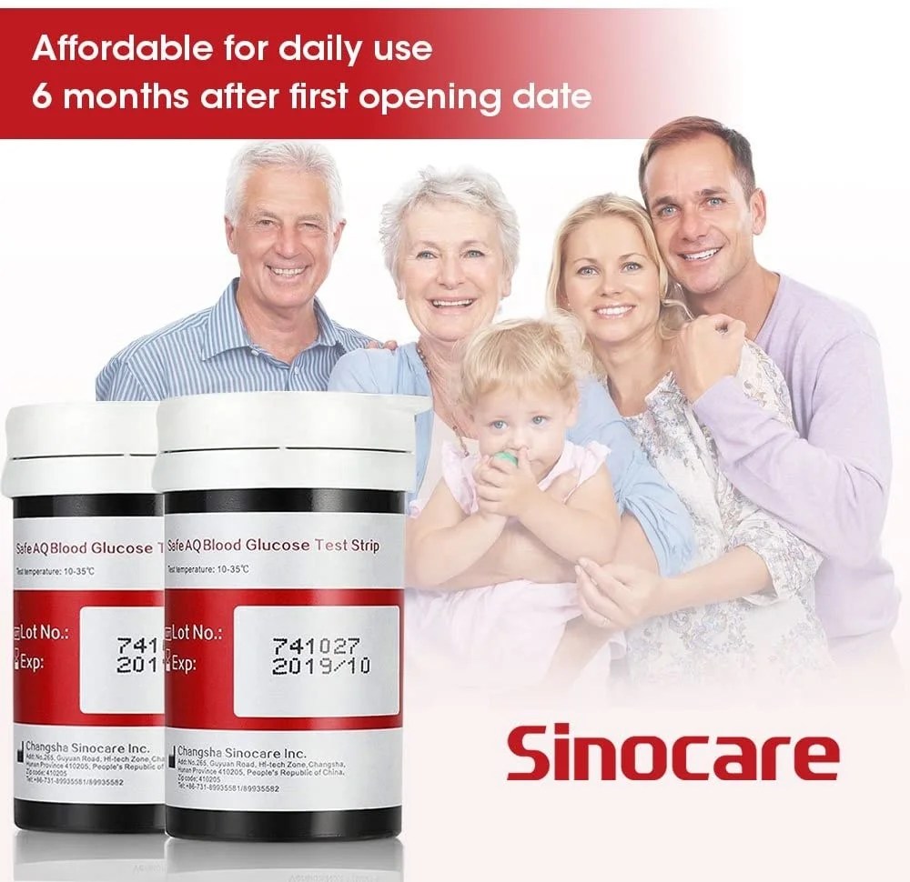 Sinocare безопасная прибор для контроля уровня сахара в крови полоски Быстрая проверка тест-полоски измерения глюкозы оптовая продажа